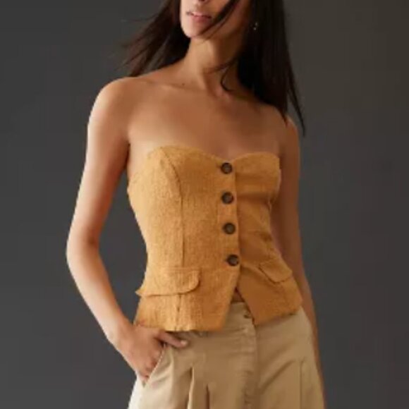 Anthropologie Tops - NWT By Anthropologie Tailored Corset Tube Top Mustard Color Size M